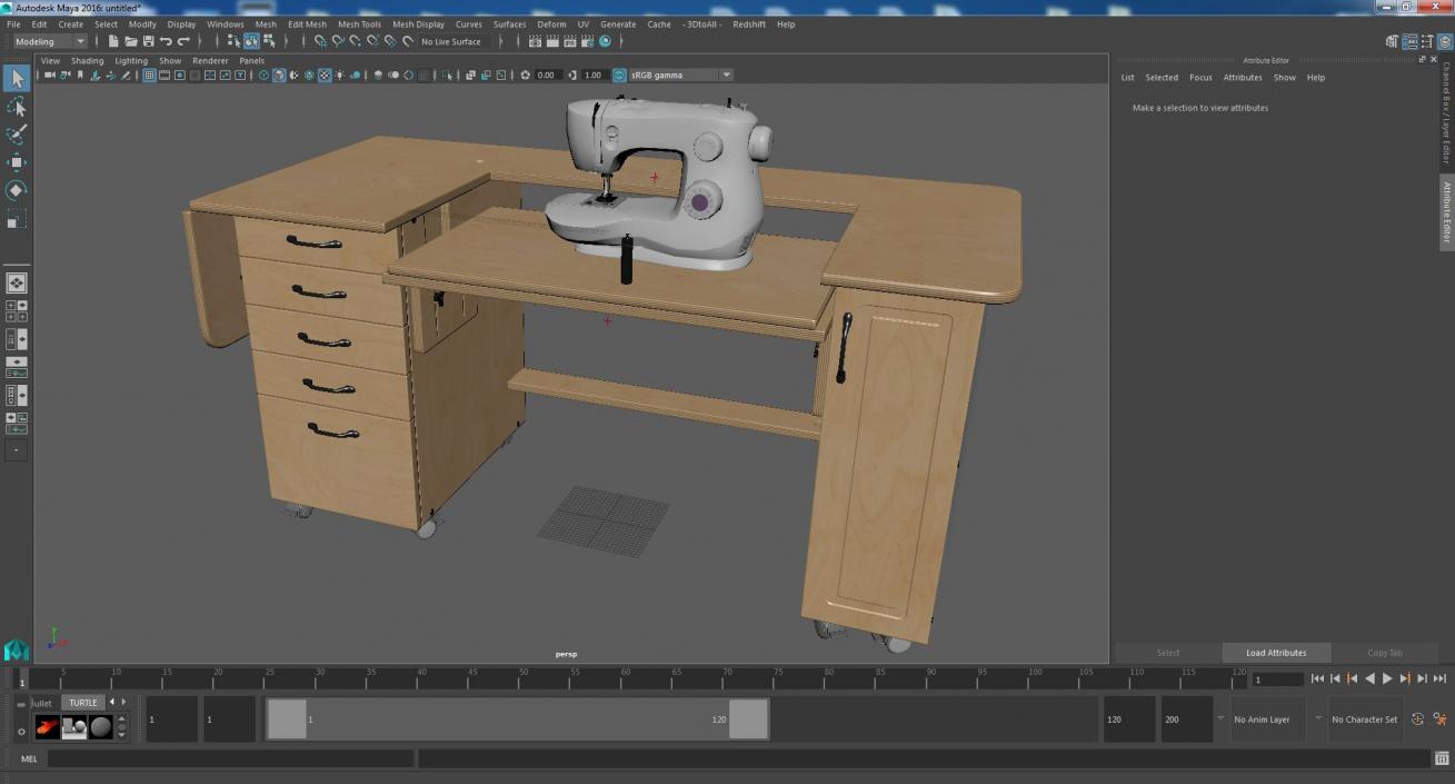 Horn Sewing Machine Cabinet 3D