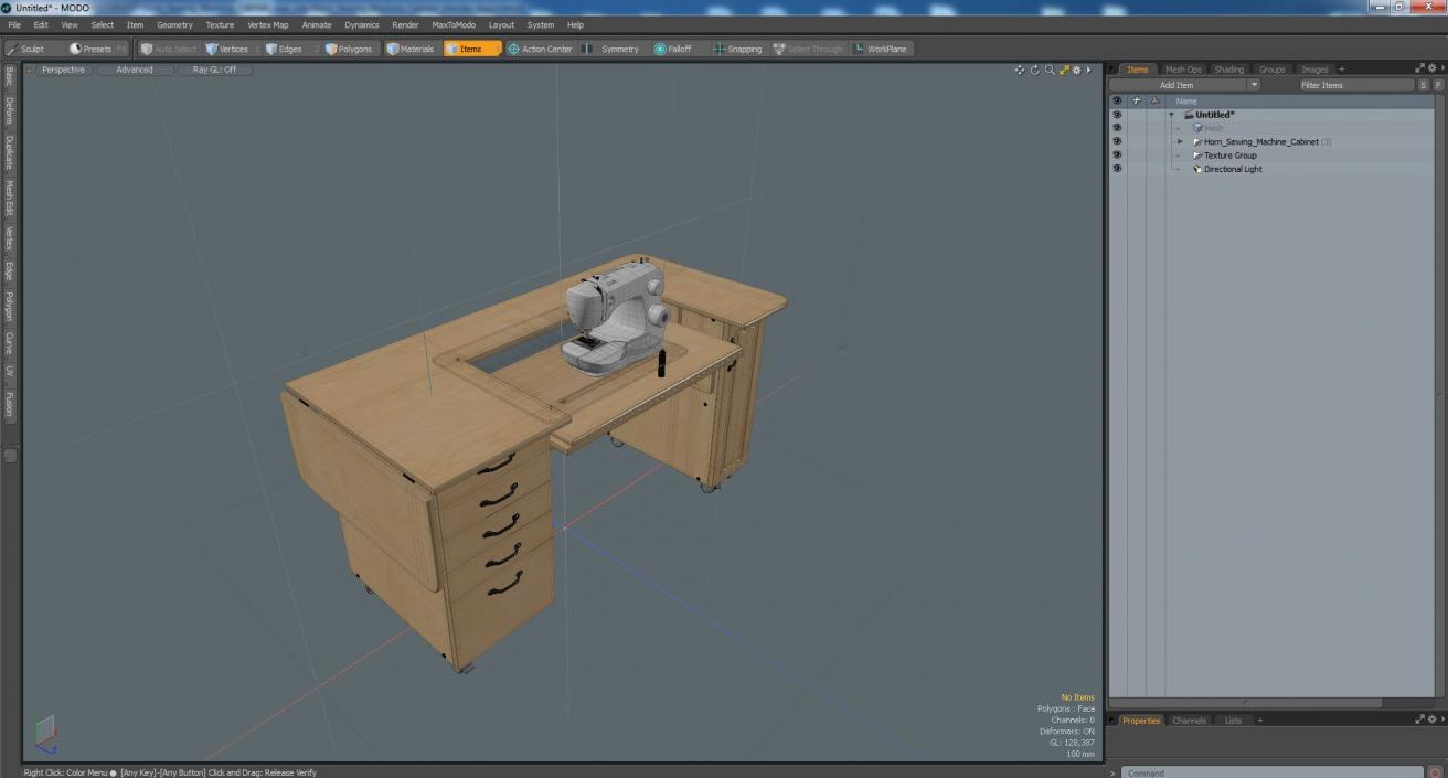 Horn Sewing Machine Cabinet 3D