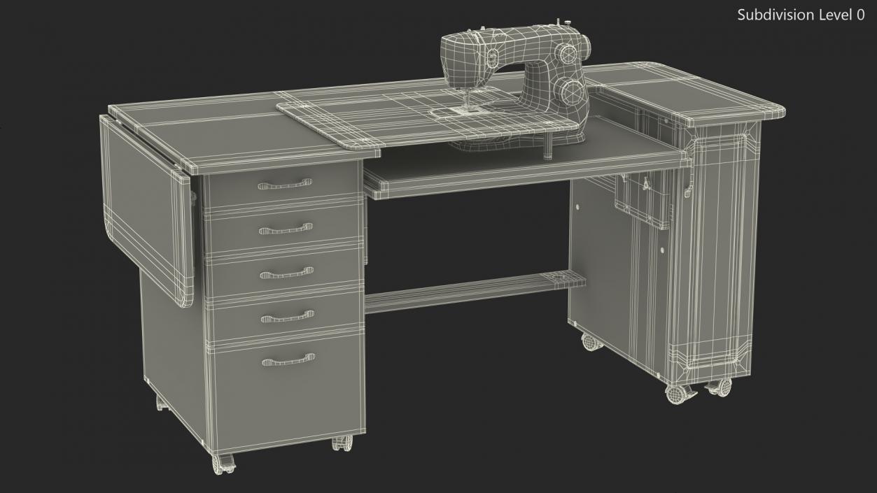 Horn Sewing Machine Cabinet 3D