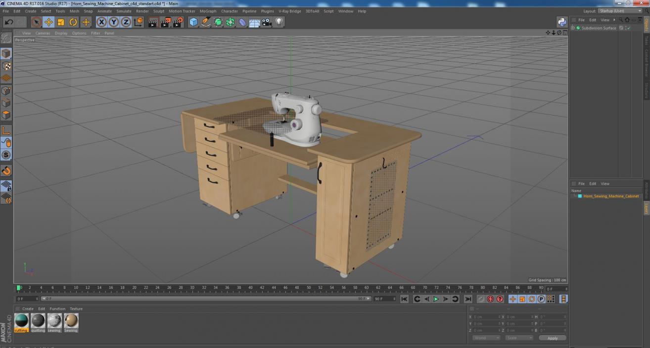 Horn Sewing Machine Cabinet 3D