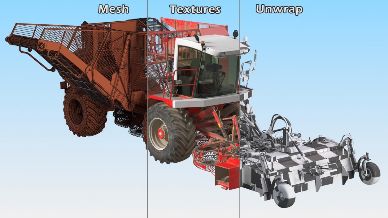 3D Self Propelled Sugar Beet Harvester Dusty