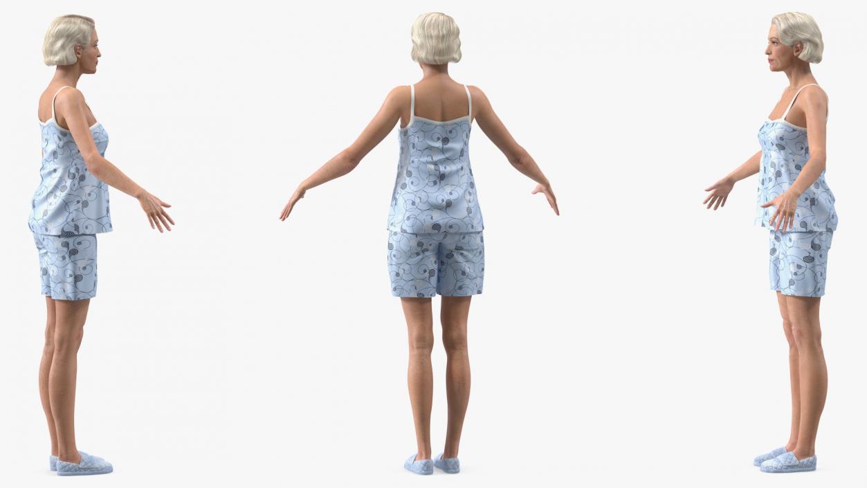 3D model Elderly Woman in Pijama Rigged