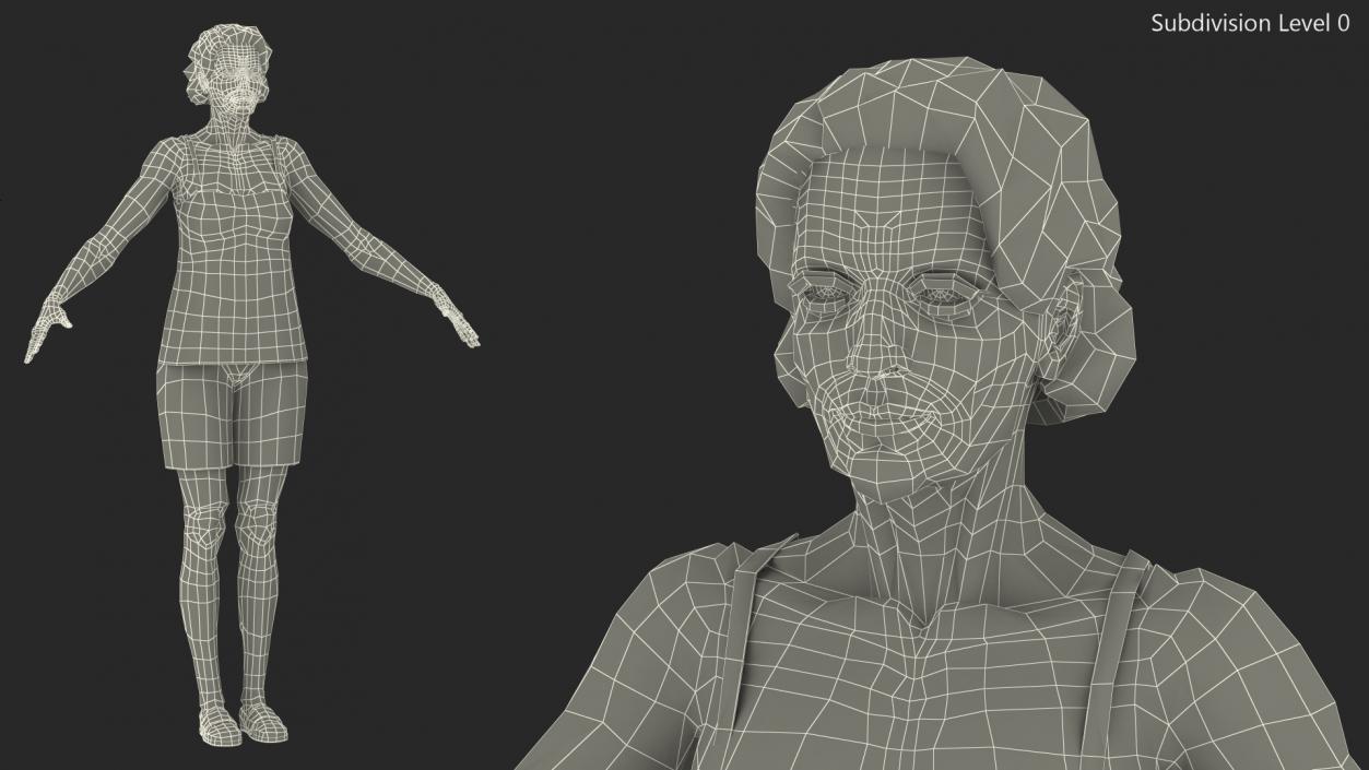 3D model Elderly Woman in Pijama Rigged