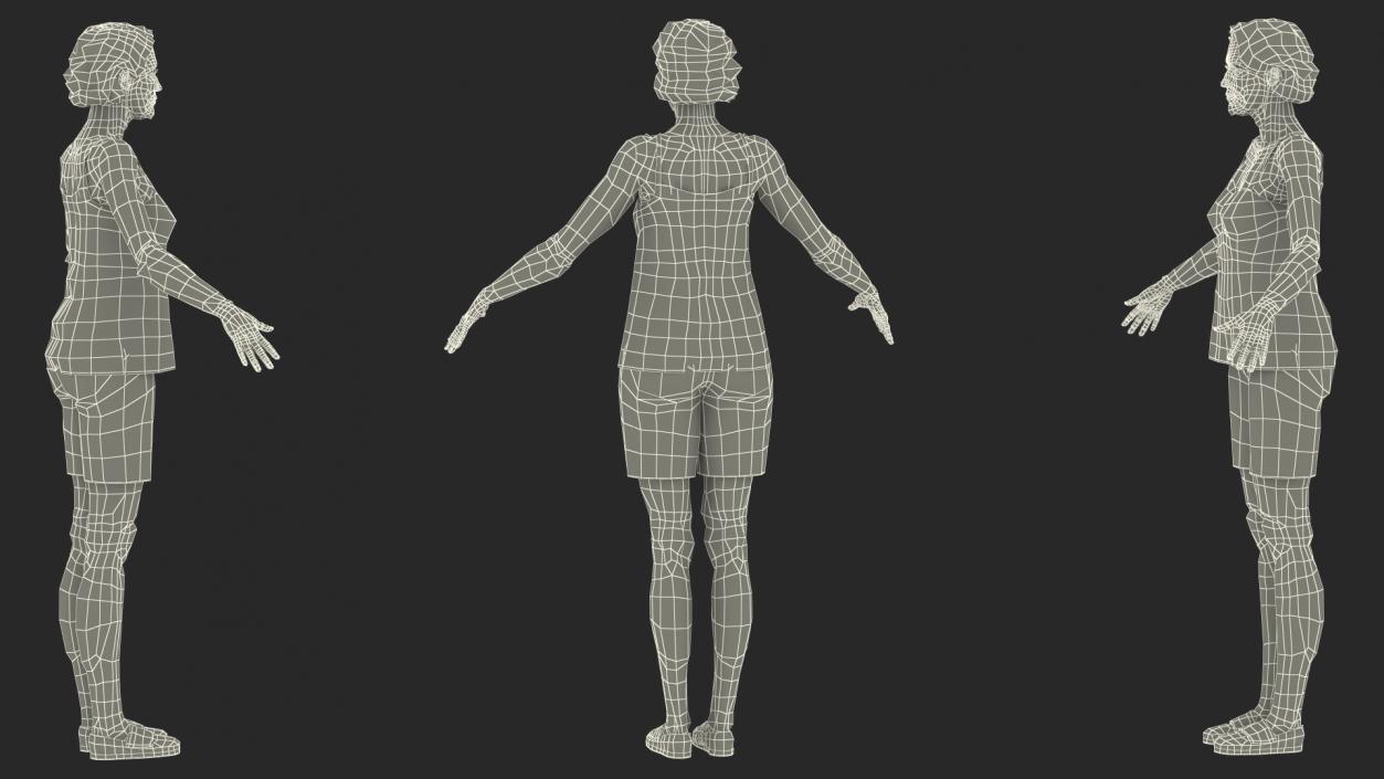 3D model Elderly Woman in Pijama Rigged