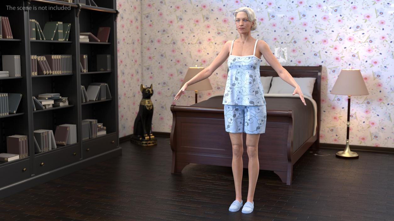 3D model Elderly Woman in Pijama Rigged