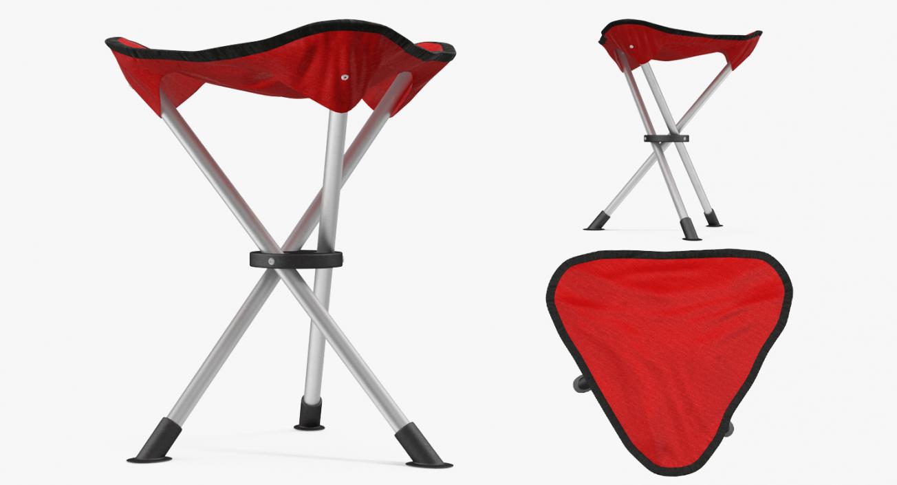 3D model Folding Tripod Fishing Camping Chair Red