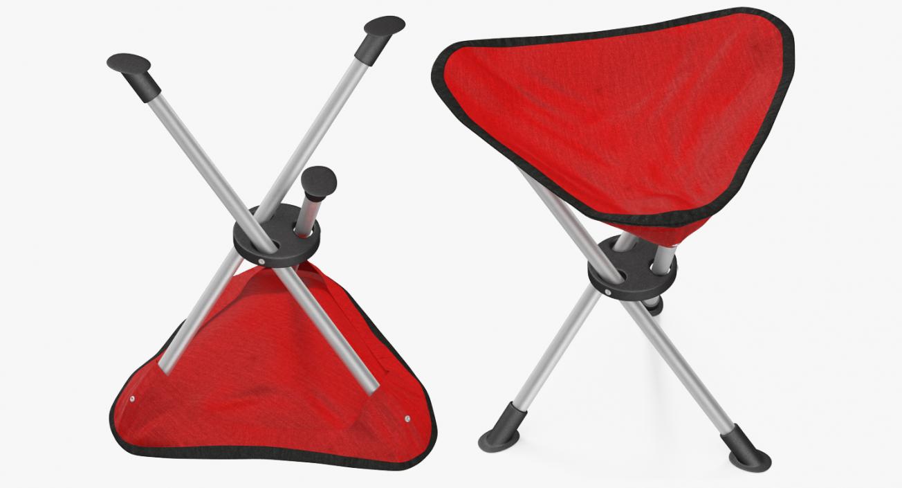 3D model Folding Tripod Fishing Camping Chair Red