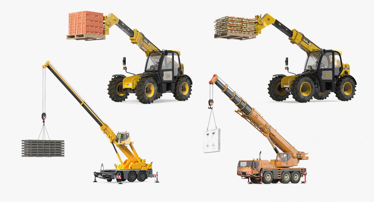 3D Industrial Vehicles with Building Materials Collection 2