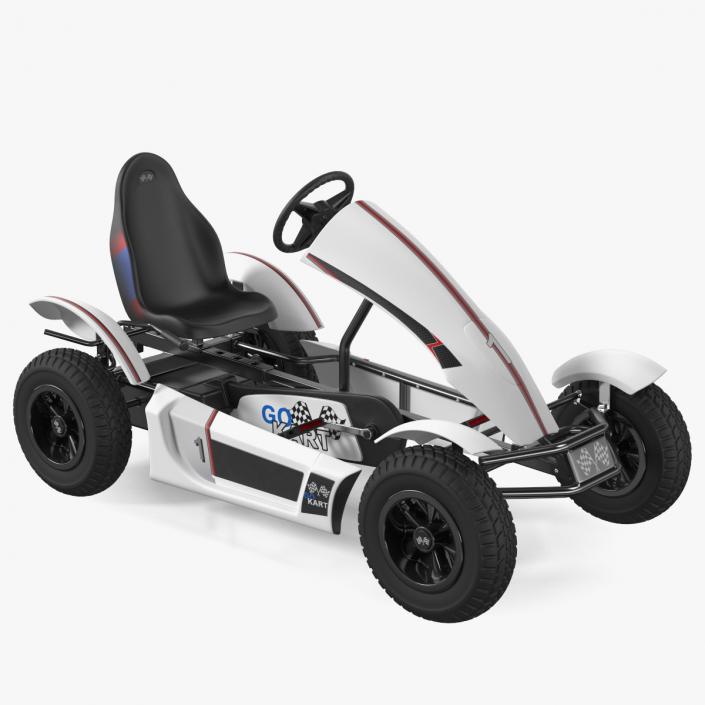 3D Kids Pedal Go Kart with Frame Race White(1) model