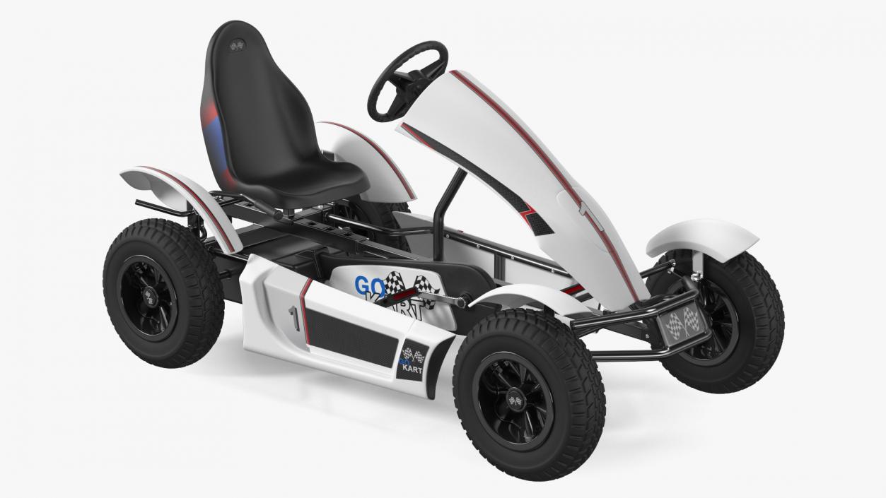 3D Kids Pedal Go Kart with Frame Race White(1) model