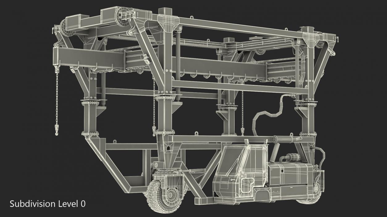 Combi-SC Range Straddle Carrier Clean Rigged 3D model