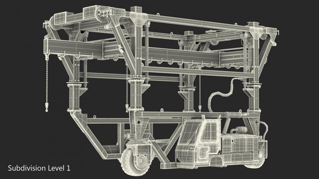 Combi-SC Range Straddle Carrier Clean Rigged 3D model