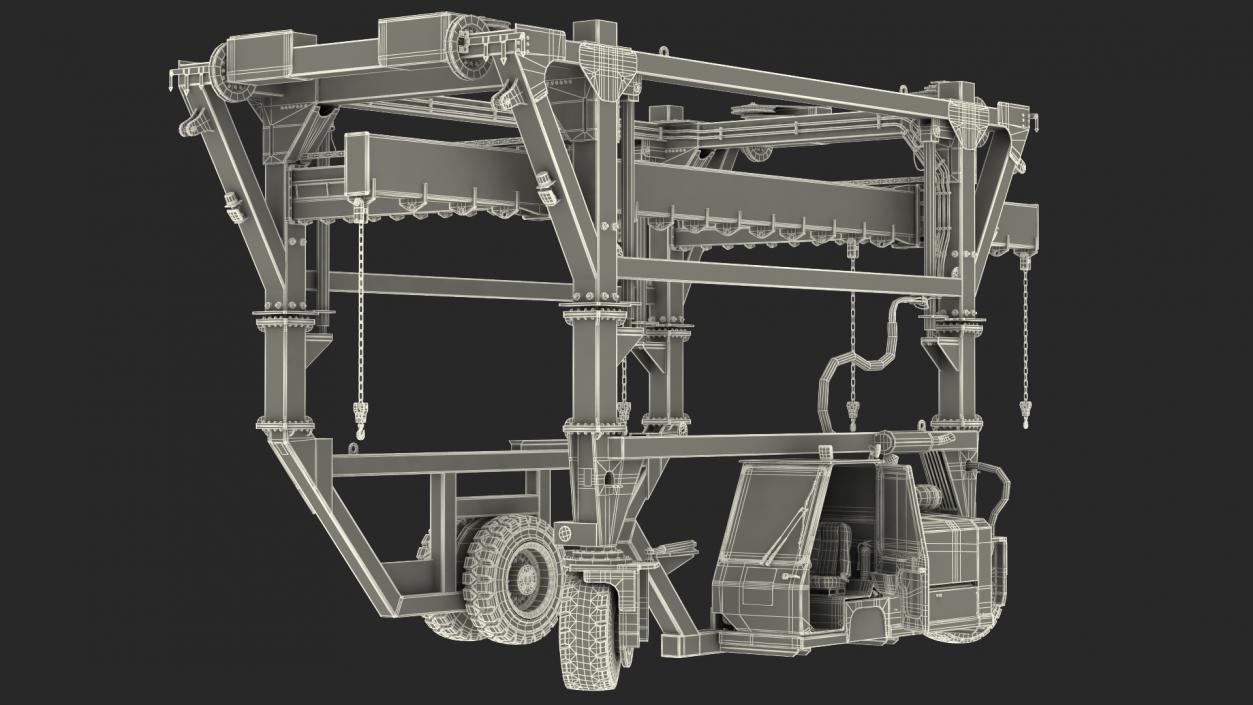 Combi-SC Range Straddle Carrier Clean Rigged 3D model