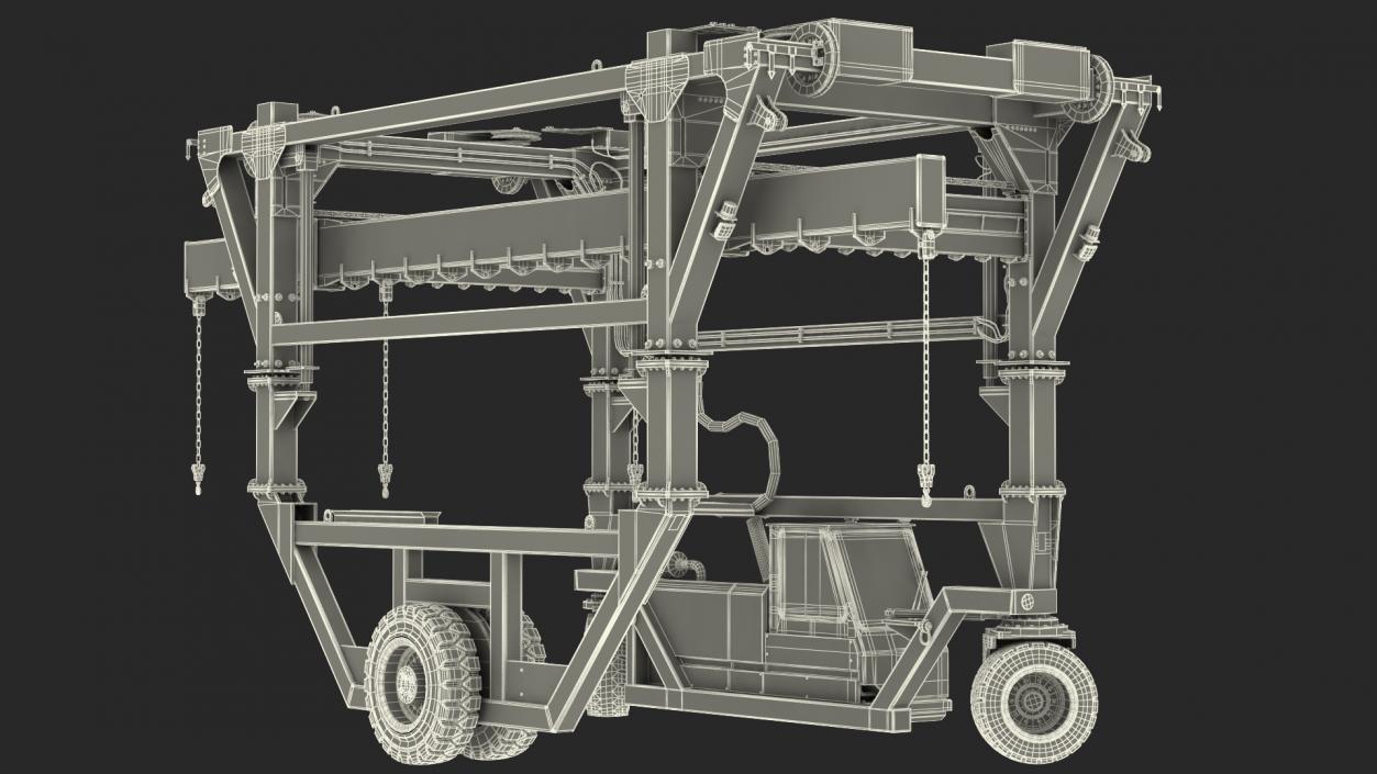 Combi-SC Range Straddle Carrier Clean Rigged 3D model