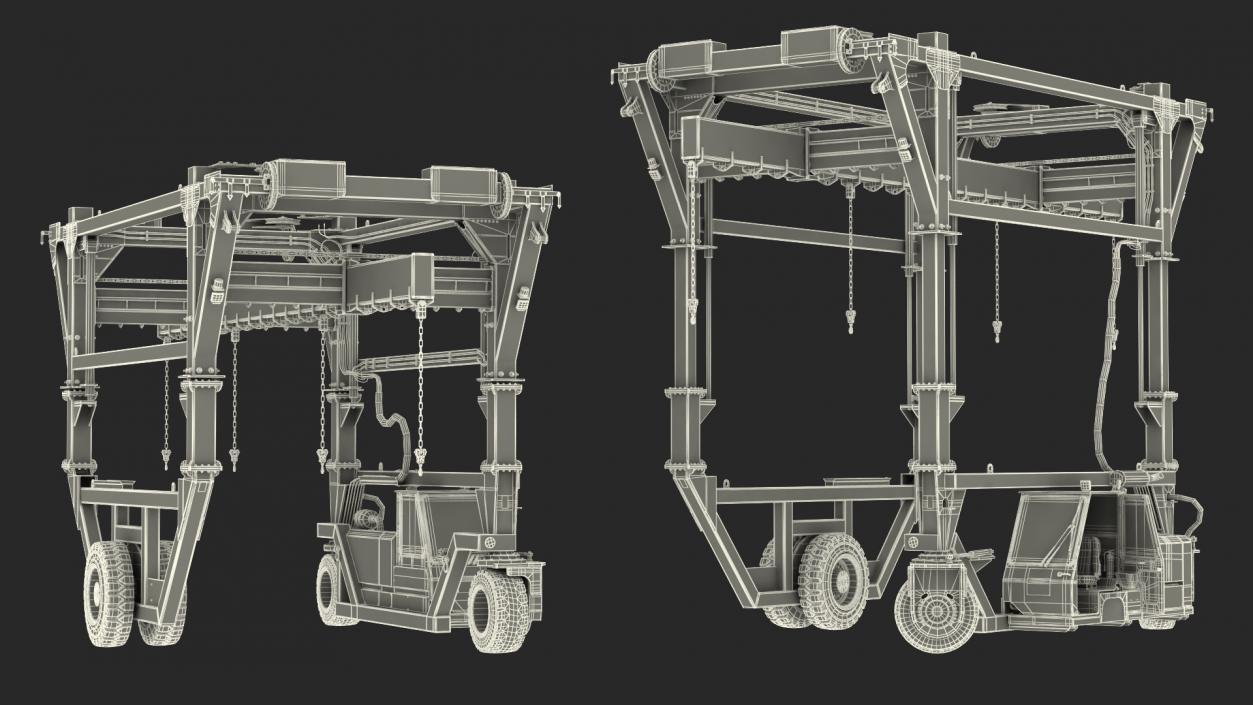 Combi-SC Range Straddle Carrier Clean Rigged 3D model