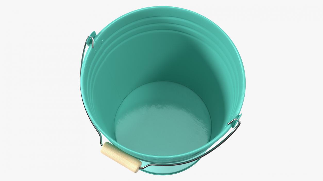 3D Antique Cleaning Pail with Wood Handle model