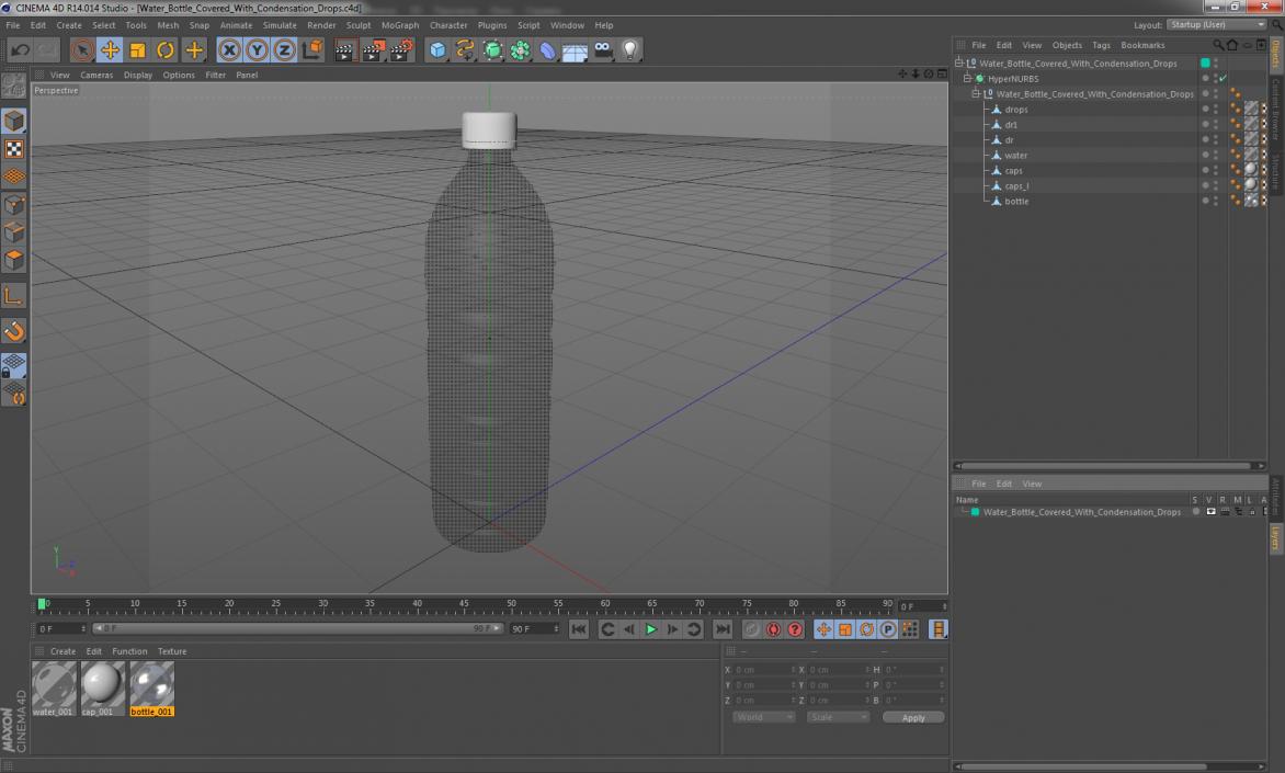 Water Bottle Covered With Condensation Drops 3D model