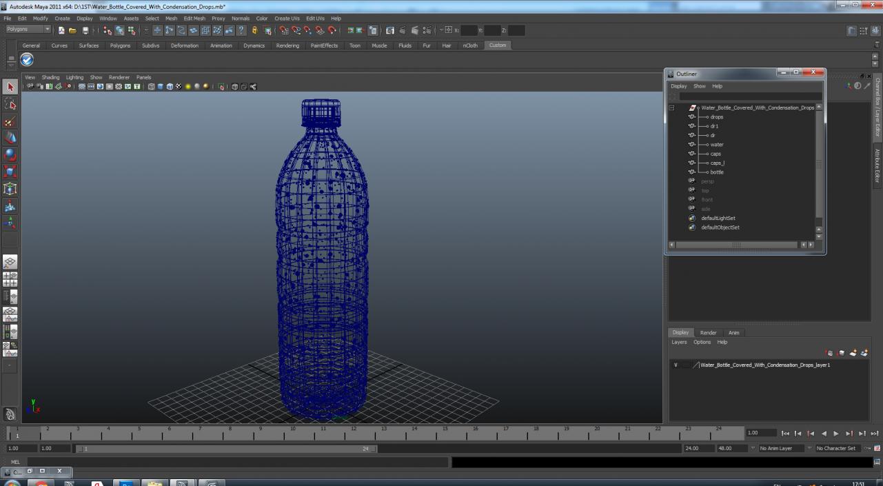 Water Bottle Covered With Condensation Drops 3D model