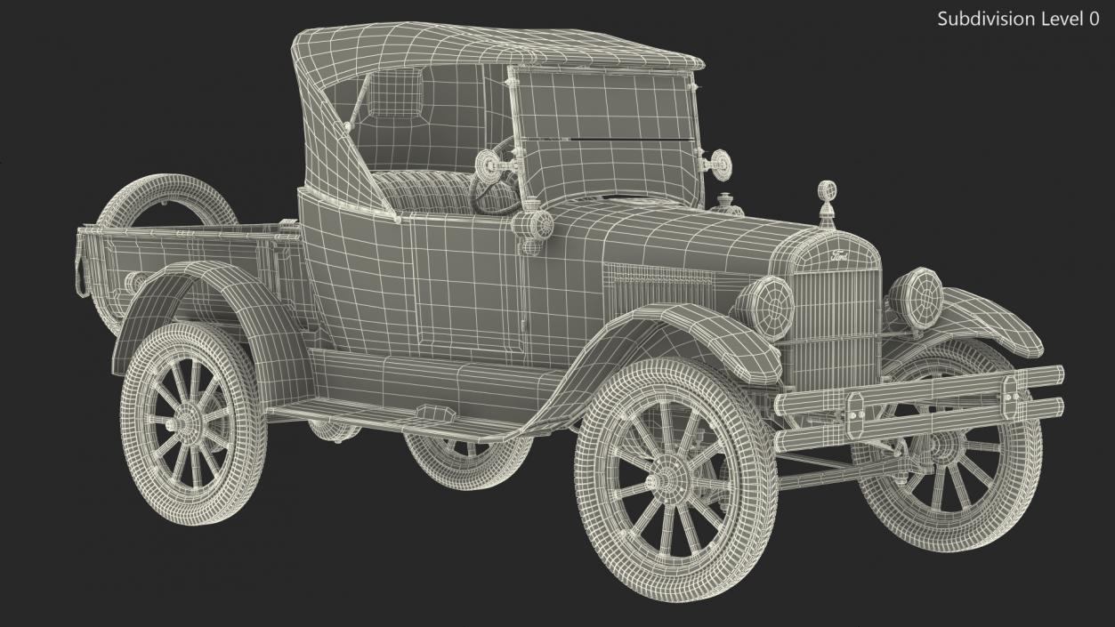 3D model Ford Model T Roadster Pickup Rigged