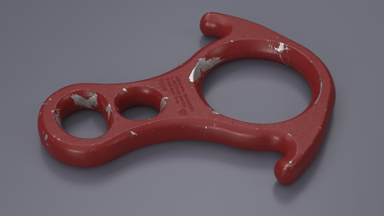 Rescue Figure Eight Belay NFPA Red Damaged 3D