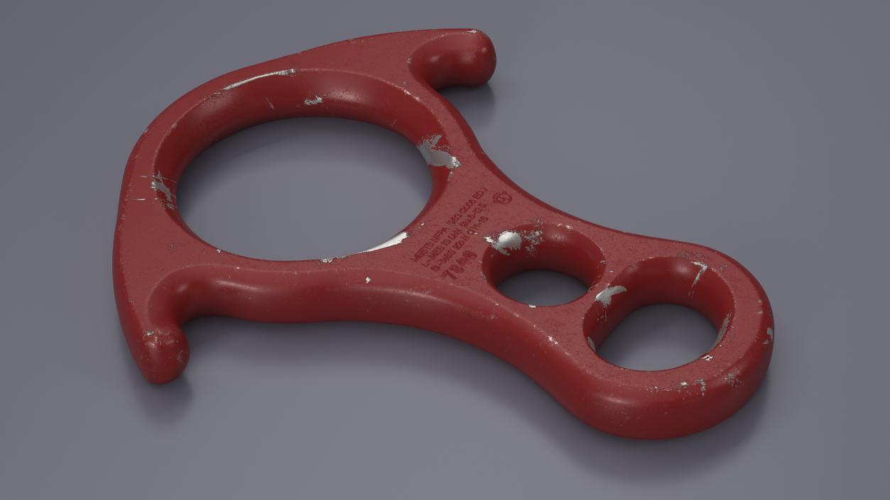 Rescue Figure Eight Belay NFPA Red Damaged 3D