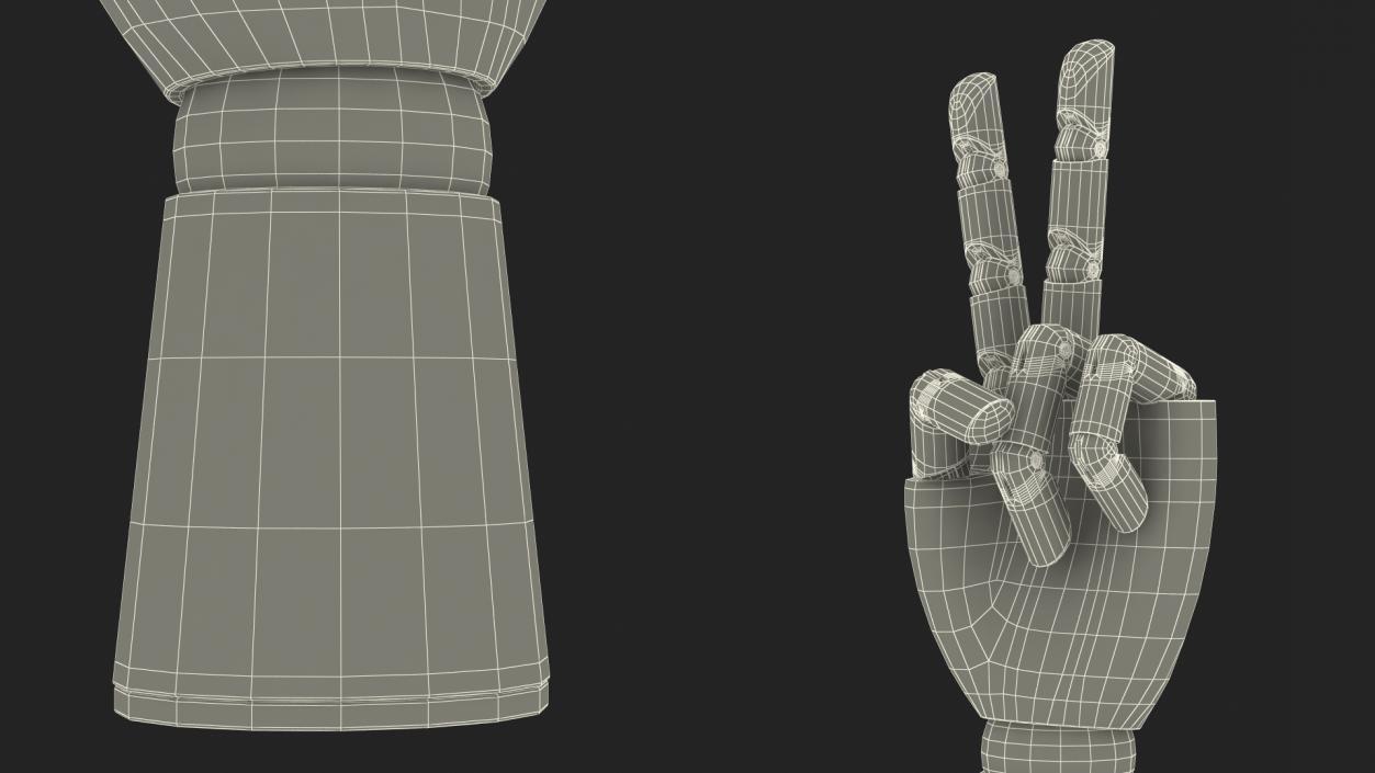 3D model Dark Wood Mannequin Hand Peace Pose