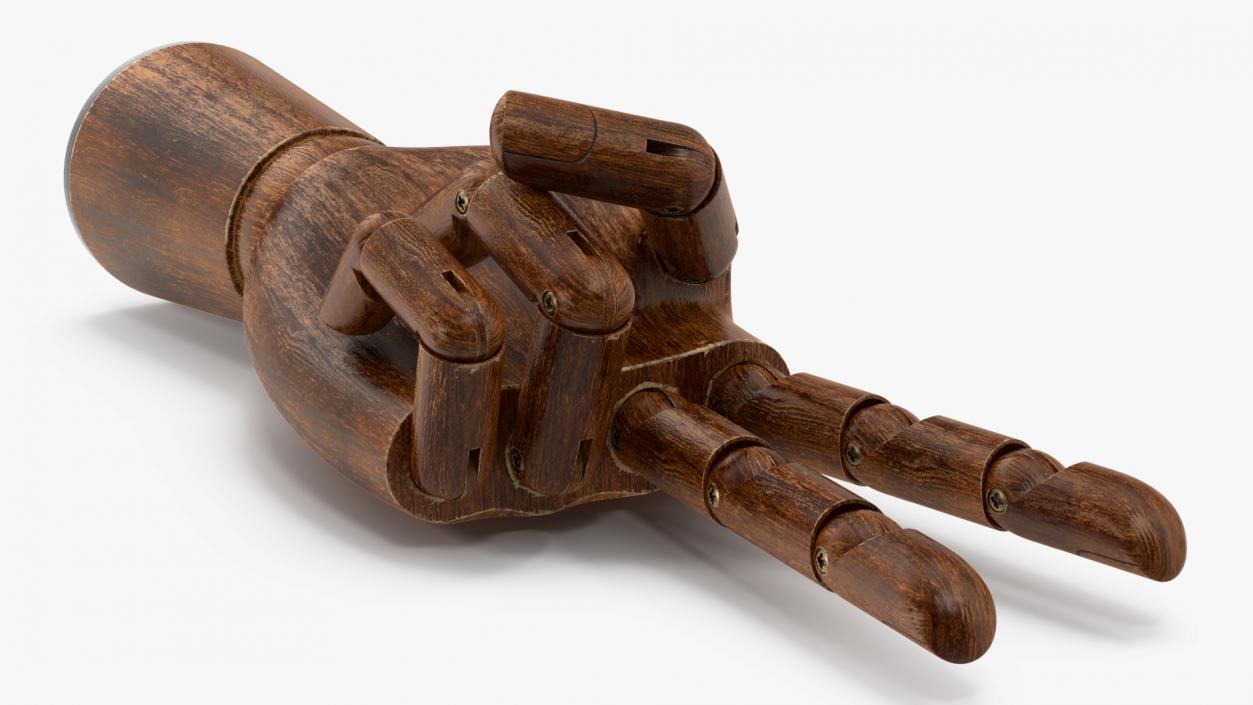 3D model Dark Wood Mannequin Hand Peace Pose