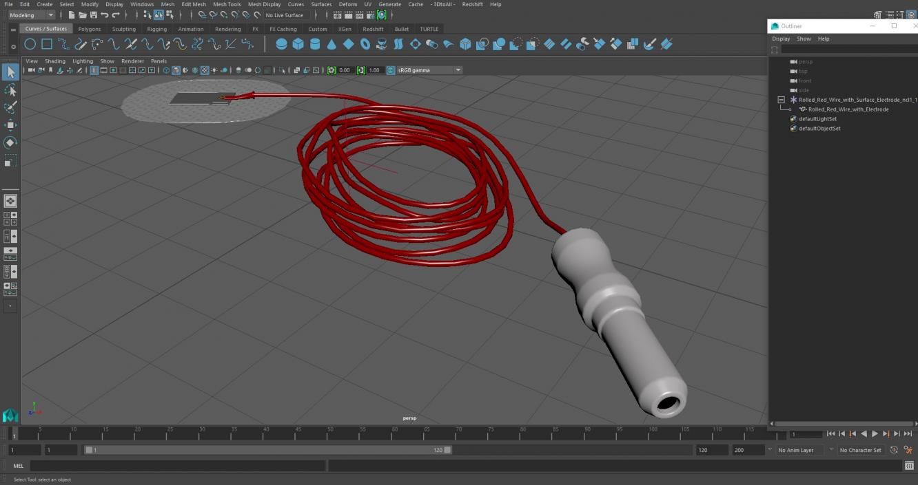 3D Rolled Red Wire with Surface Electrode model