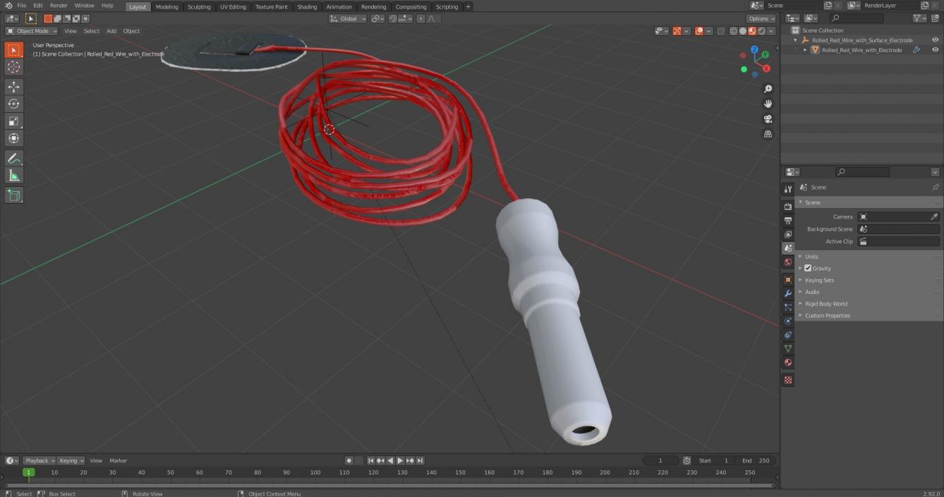 3D Rolled Red Wire with Surface Electrode model