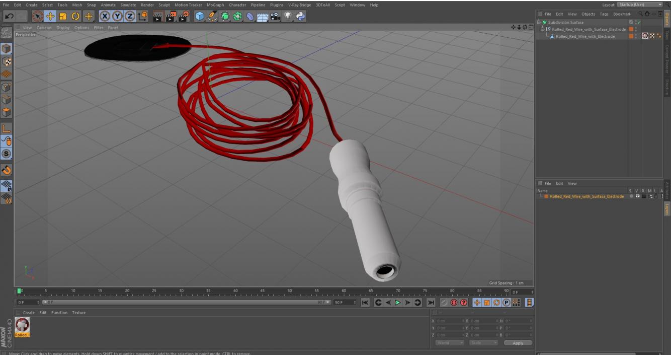 3D Rolled Red Wire with Surface Electrode model