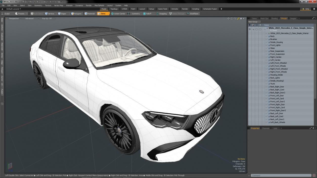 3D White 2023 Mercedes E-Class Simple Interior model