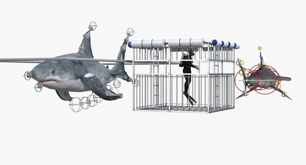 Shark Cage Diving Rigged 3D model