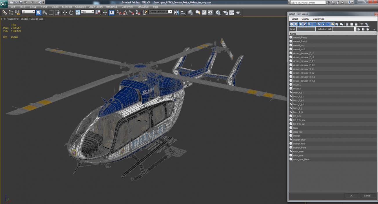 3D Eurocopter EC145 German Police Helicopter