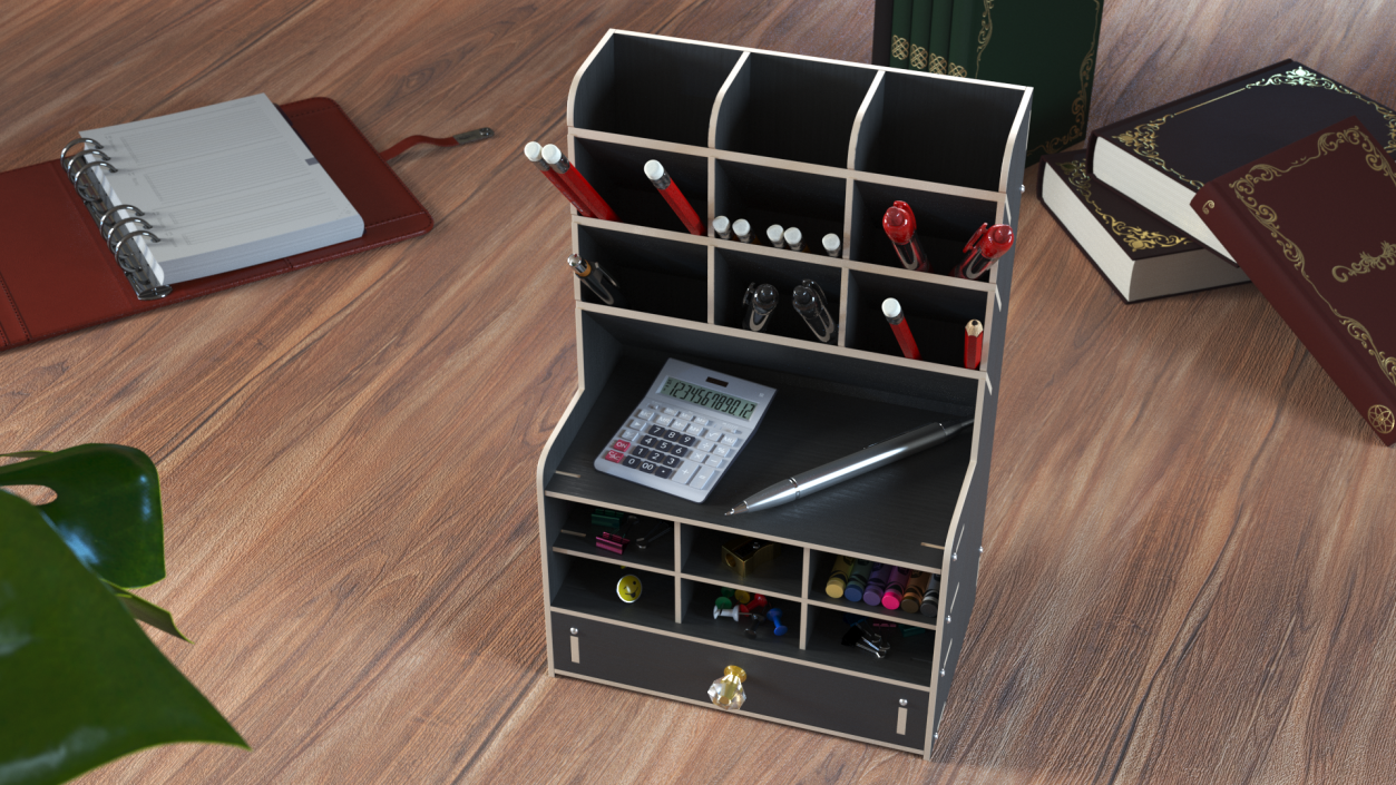 3D Office Stationery Organizer with Supplies