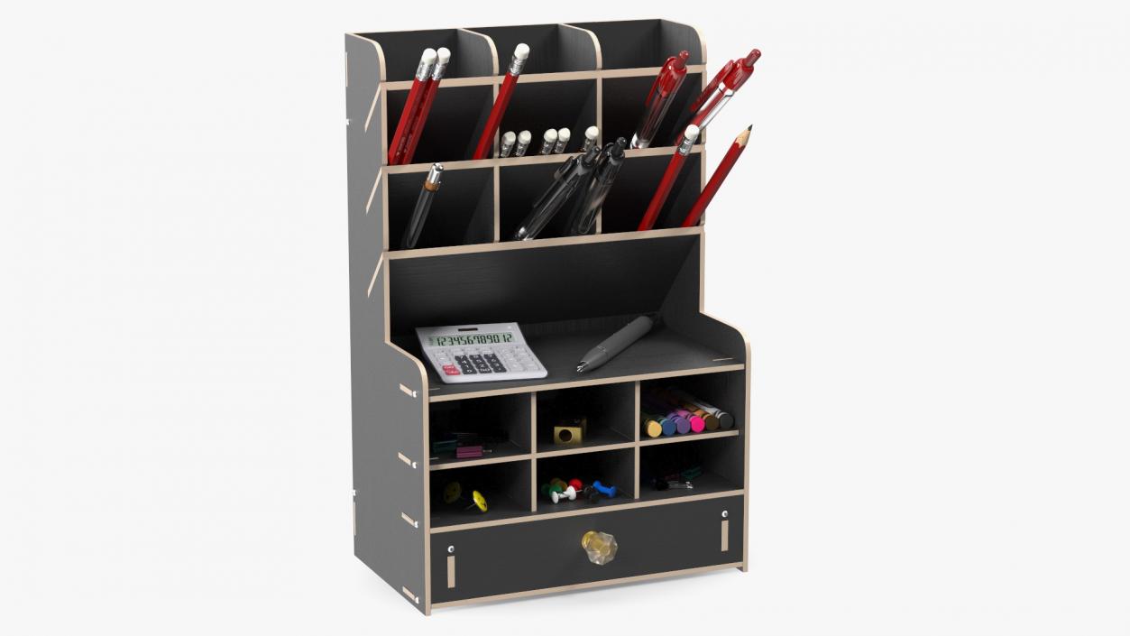 3D Office Stationery Organizer with Supplies