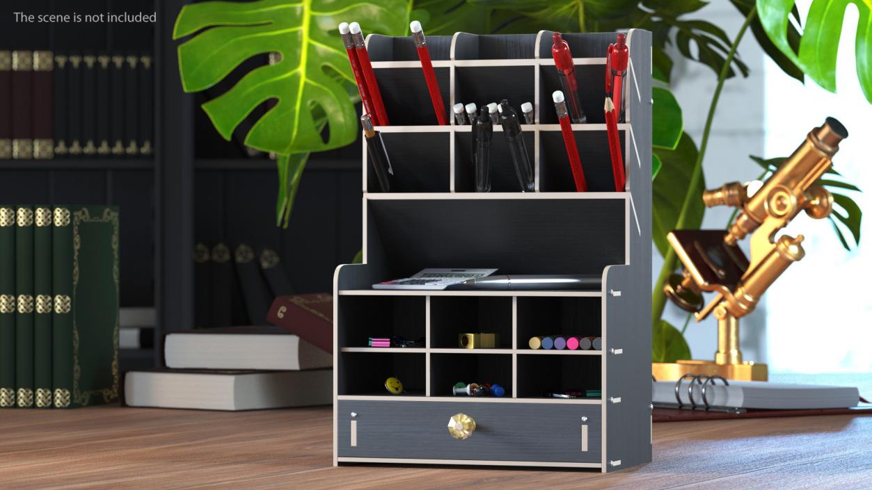 3D Office Stationery Organizer with Supplies