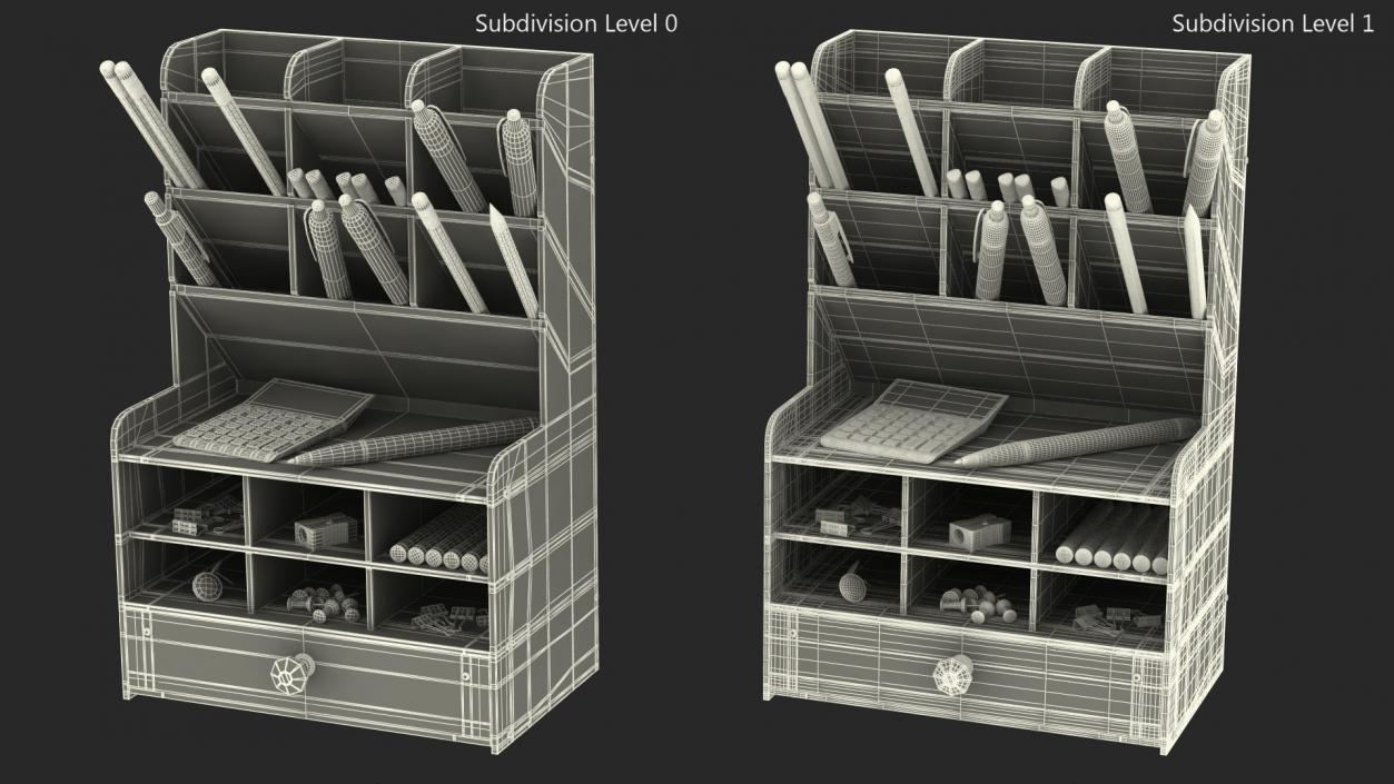 3D Office Stationery Organizer with Supplies