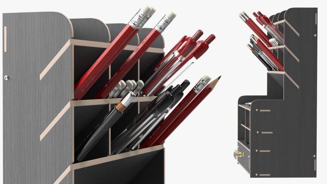 3D Office Stationery Organizer with Supplies