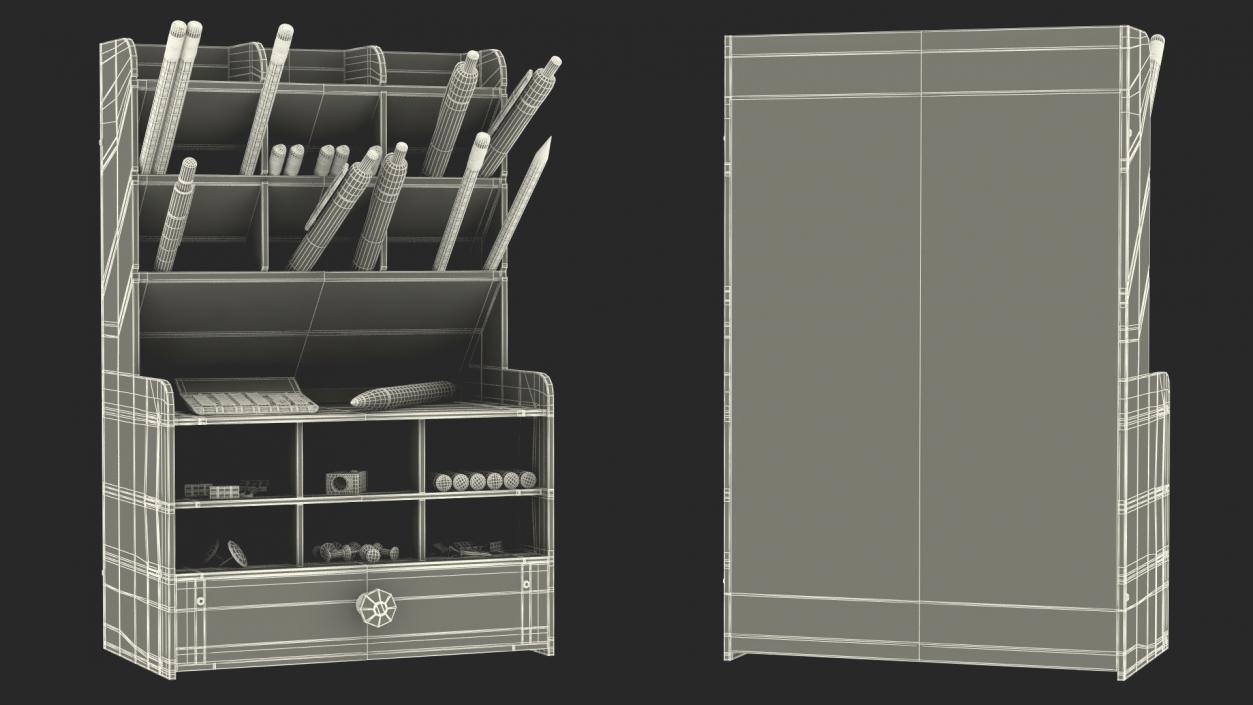 3D Office Stationery Organizer with Supplies