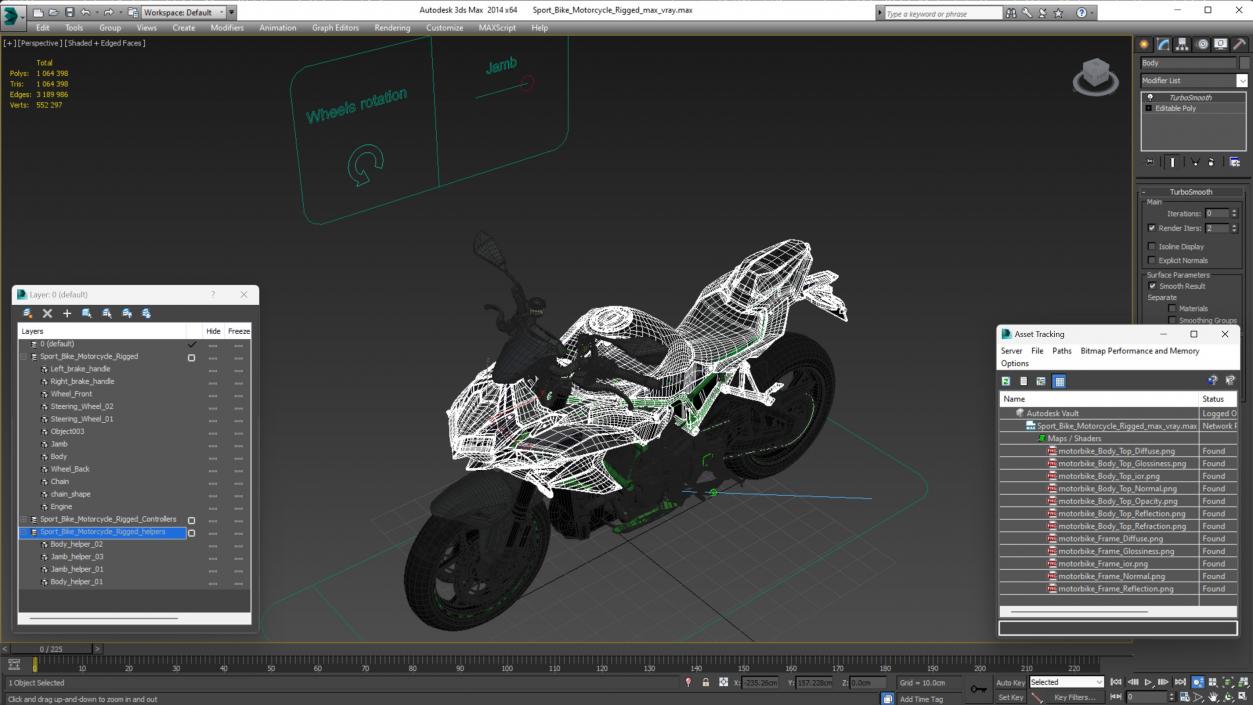 3D Sport Bike Motorcycle Rigged model