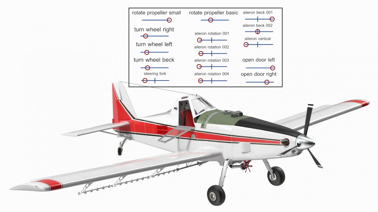 Agricultural Aircraft White Rigged 3D model