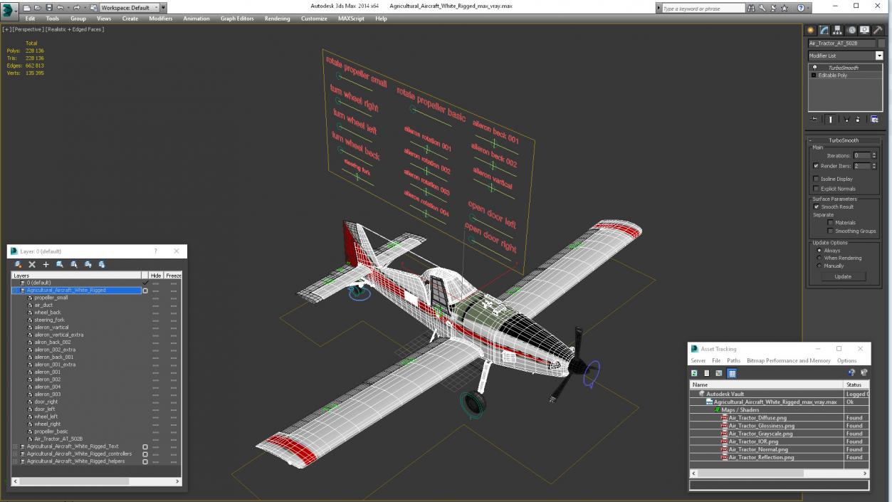 Agricultural Aircraft White Rigged 3D model