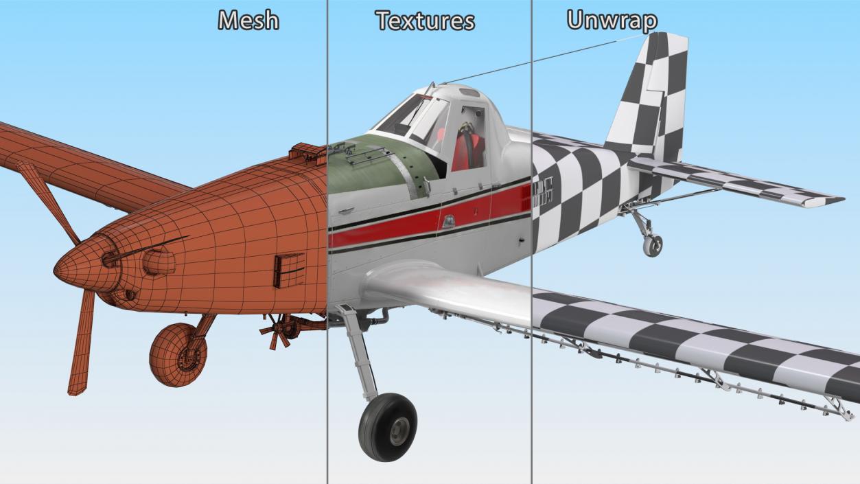 Agricultural Aircraft White Rigged 3D model