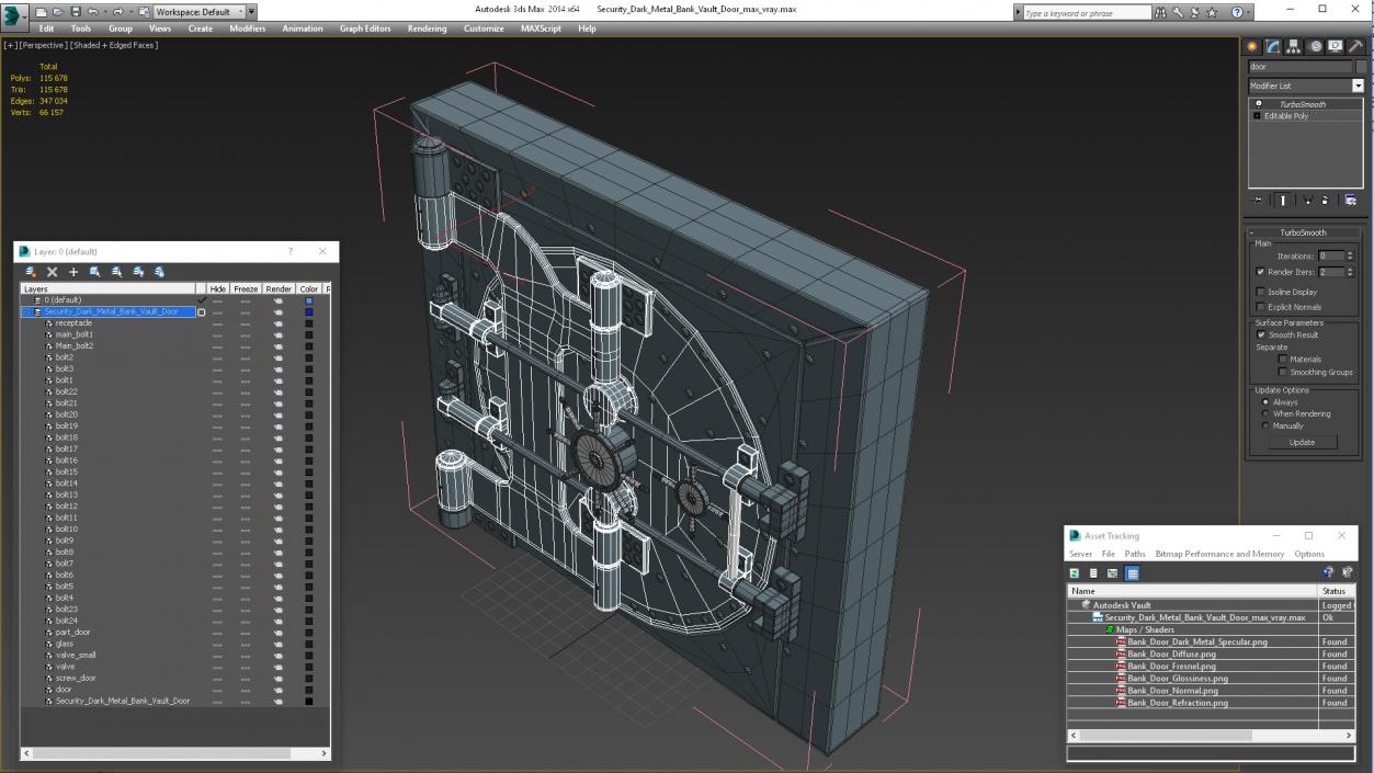 3D model Security Dark Metal Bank Vault Door