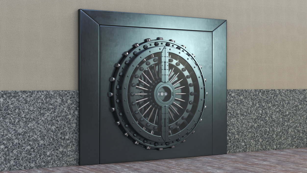 3D model Security Dark Metal Bank Vault Door