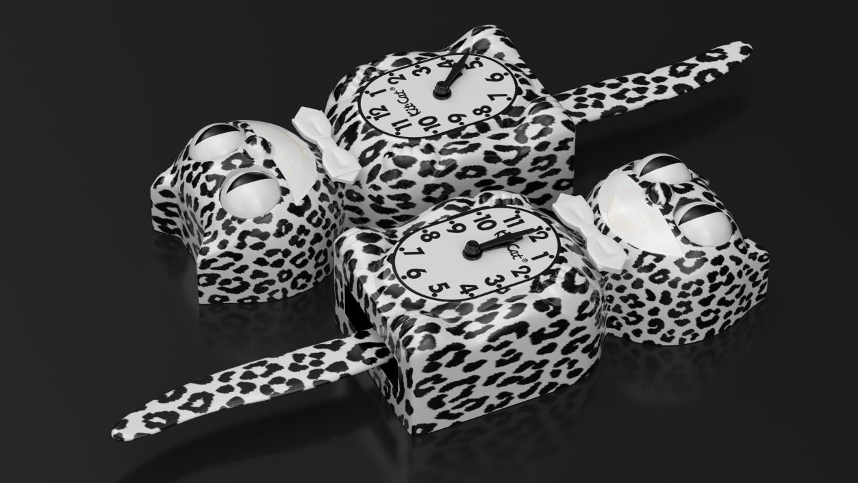 3D Snow Leopard Kit Cat Clock Rigged model