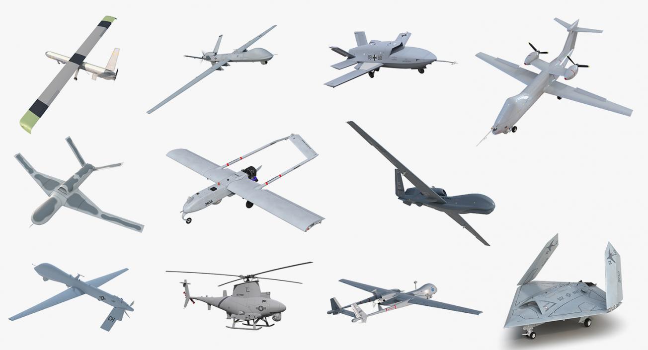 3D UAV Rigged 4 Collection model