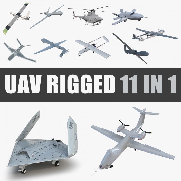 3D UAV Rigged 4 Collection model