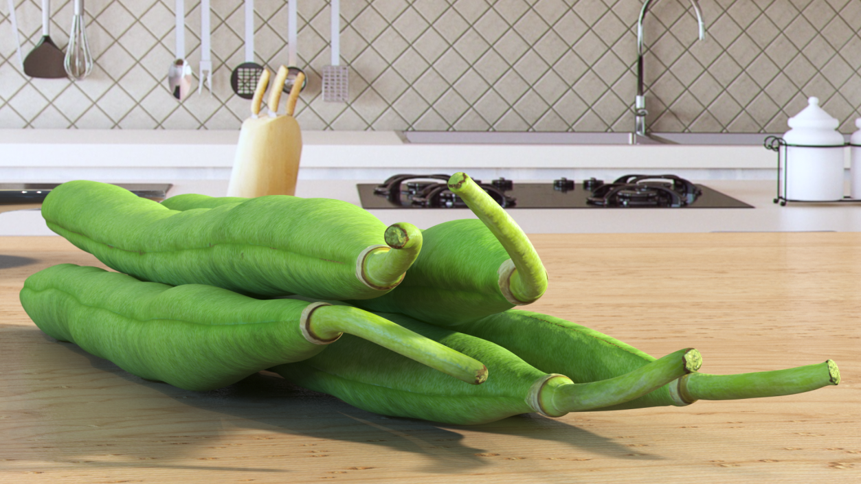 3D Green French Beans model