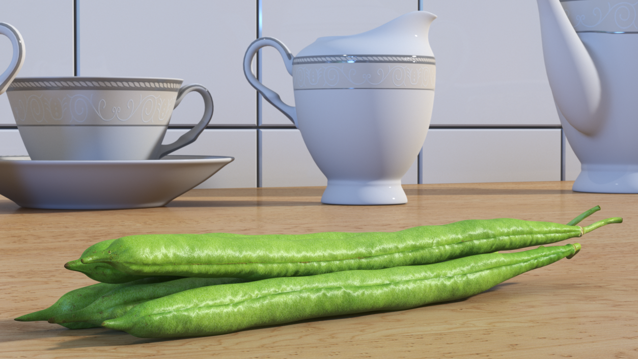 3D Green French Beans model